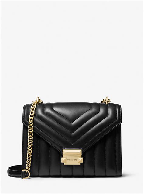 michael kors whitney shoulder bag black|whitney medium quilted shoulder bag.